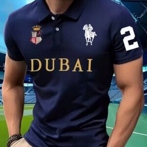 DUBAI Men’s Polo Shirt Small 100% Polyester ( printed pattern) S NEW